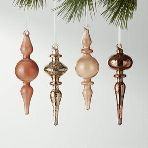 CB2 Teardrop Glass Christmas Ornaments: New, never used, in original box.